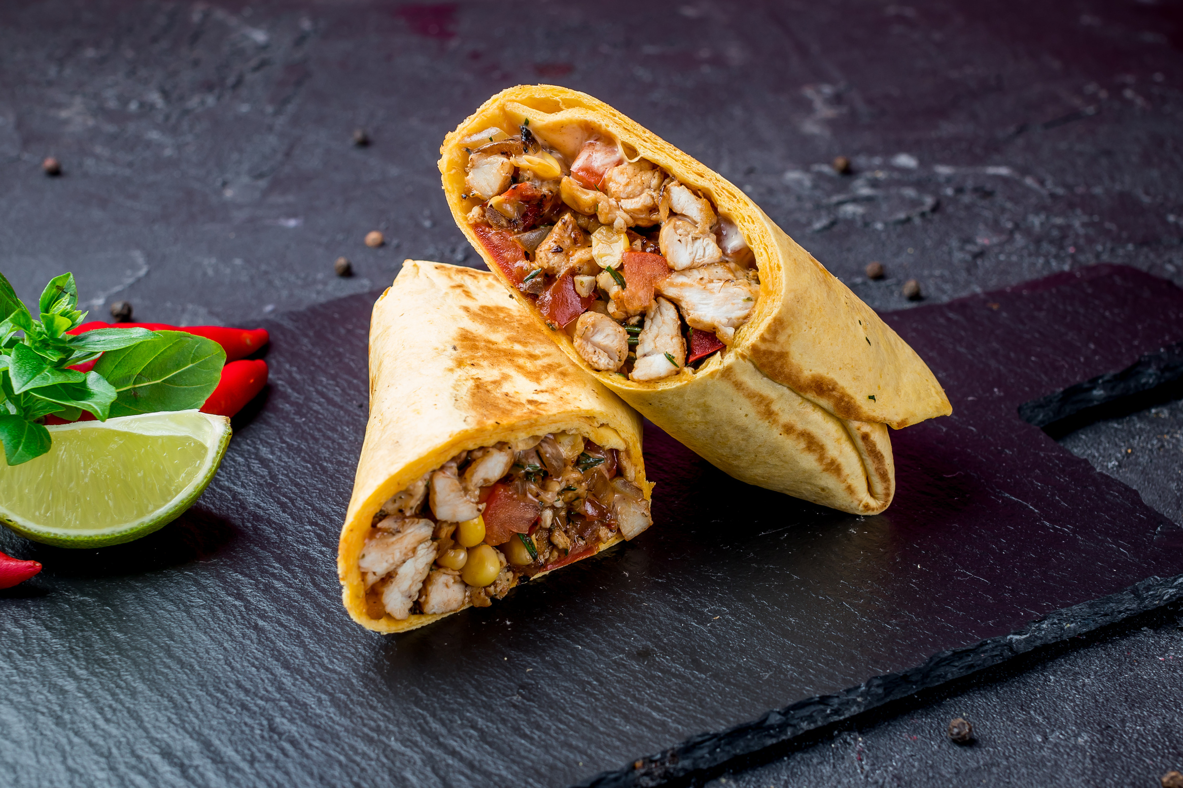 Mexican chicken burrito